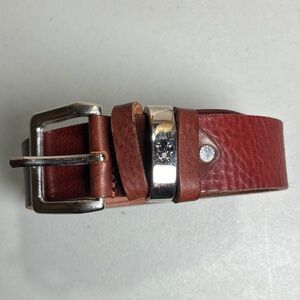 Diego Toscani Classic Brown Leather Belt with Metal Buckle